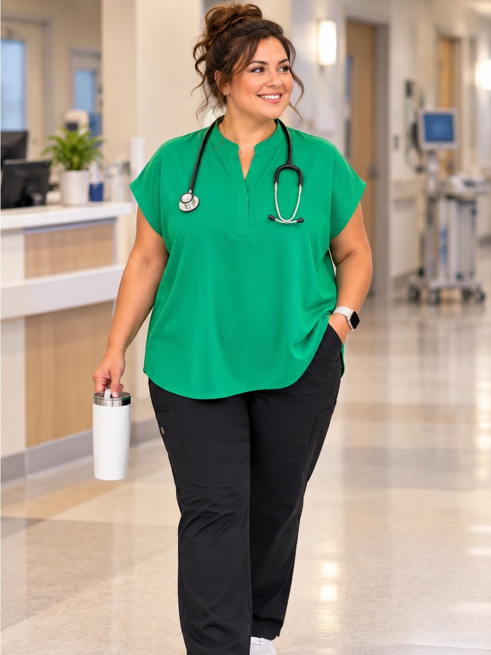 FIGS Women's RAFAELA Oversized Vibrant Green Scrub Top 4X NEW